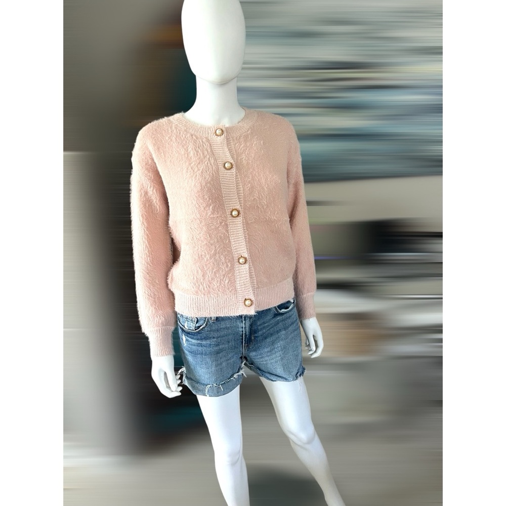 HEM & THREAD Beautiful blush button up cardigan S M L - Picture 5 of 7